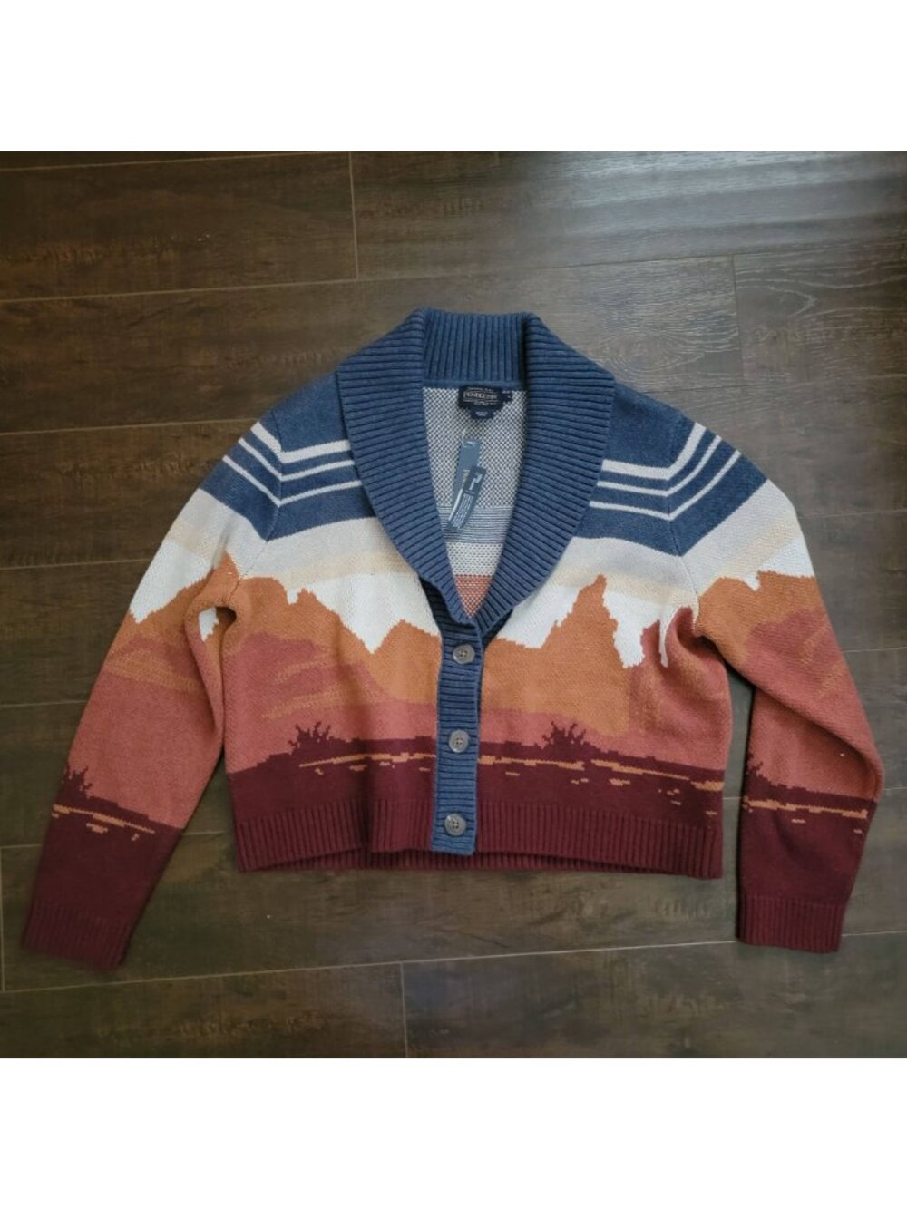 Pendleton Western Scenic Cardigan Horse Heritage Knit Cowboy Country Womens L - Picture 2 of 7